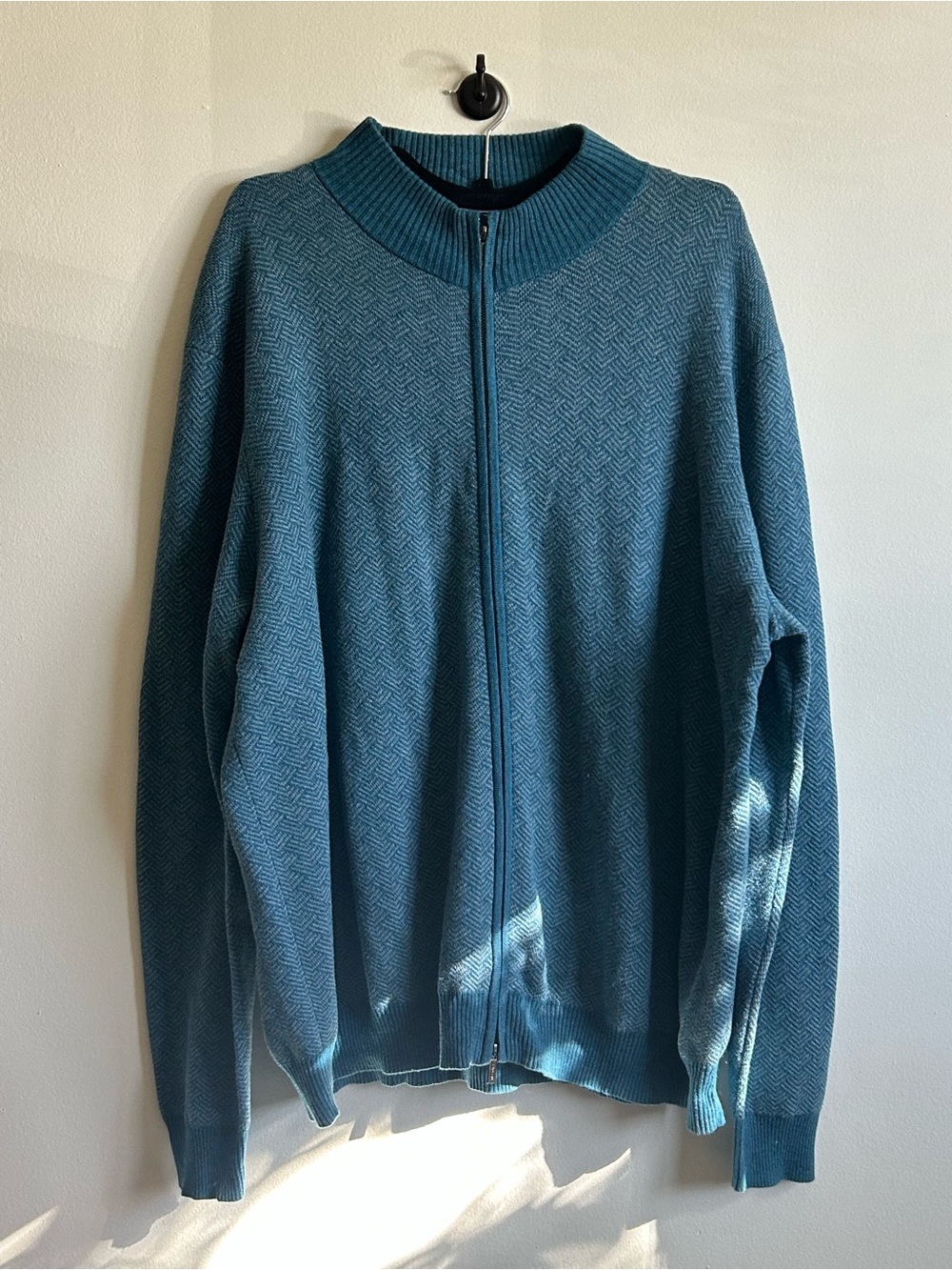 Daniel Hechter Teal Full-Zip Men's Sweater